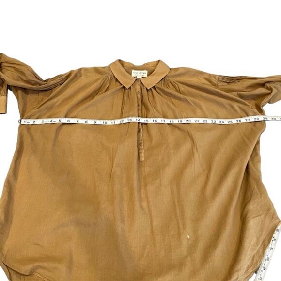 Nili Lotan Miles Blouse in Camel Tan Button Front Collar FOR REPAIR Size Medium - Picture 12 of 15